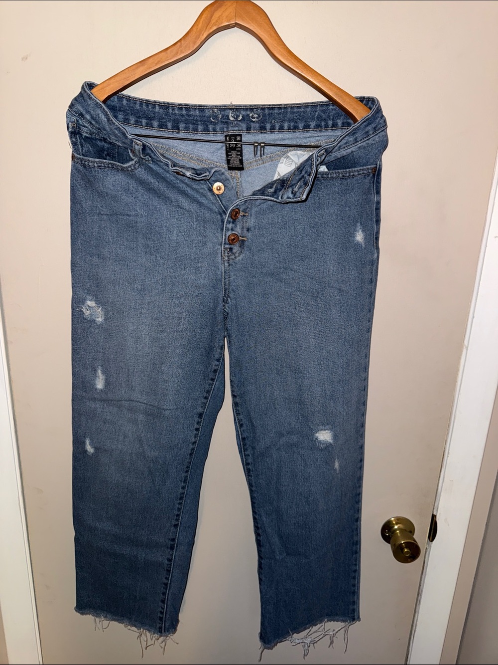 BCBG Distressed Blue Cropped Jeans